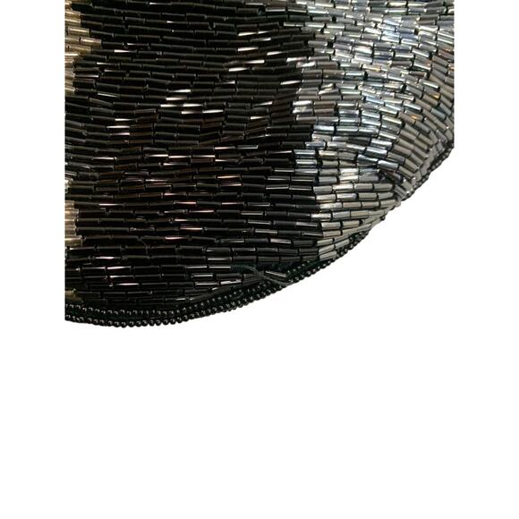 Adolfo Vintage 1990s Bugle Bead Clutch Demilune Bag Metallic - Picture 3 of 7